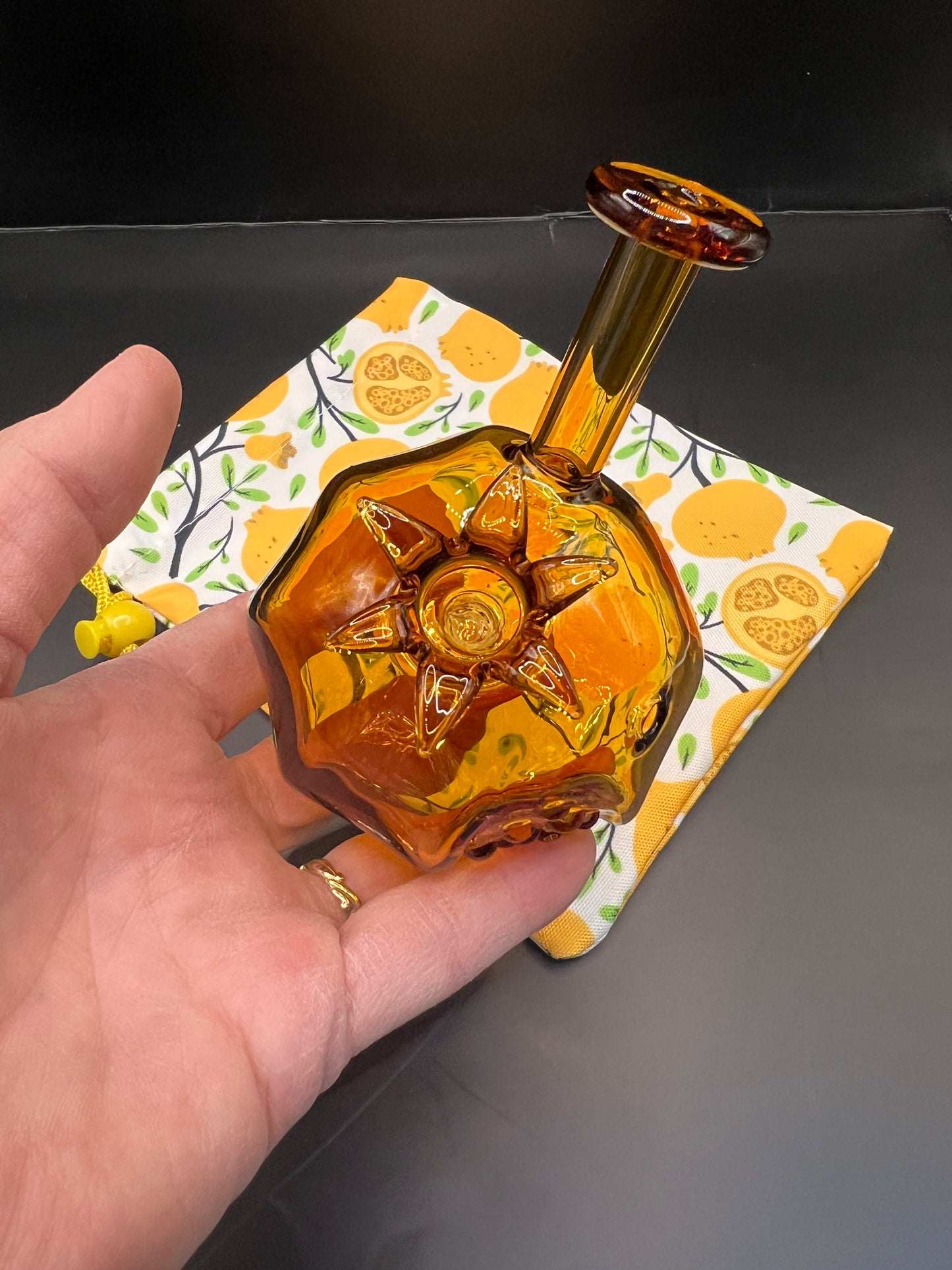 Golden Pomegranate Mini Bubbler with Carry Bag
